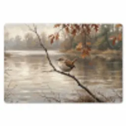 Winterkoninkje - Tak - Rivier - Natuur - Sfeervol Placemat vinyl groot -zzsfeer1_Kitchenyeah-website