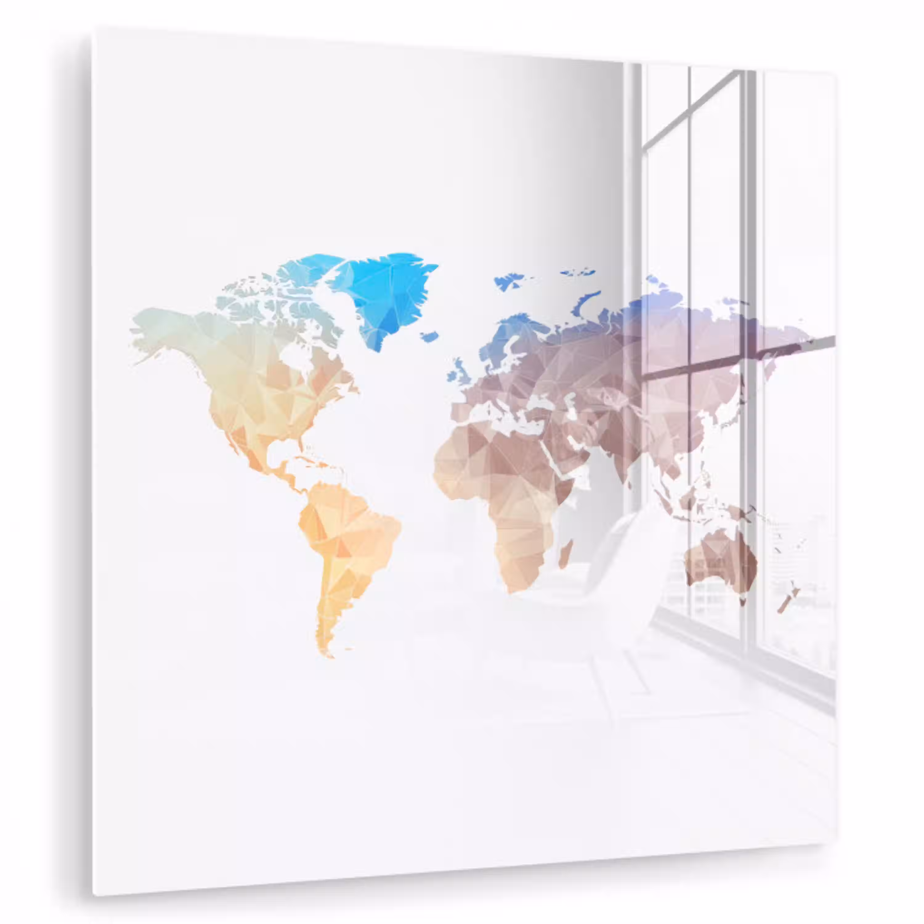 Wereldkaart - Pastel - Geometrie plexiglas 5mm klein -zzzproduct_nieuw