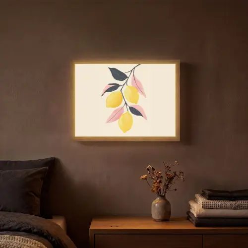 Citroenen - Felgeel - Tak - Bladeren Light Box met batterij (Wandlamp) middel -sfeer4