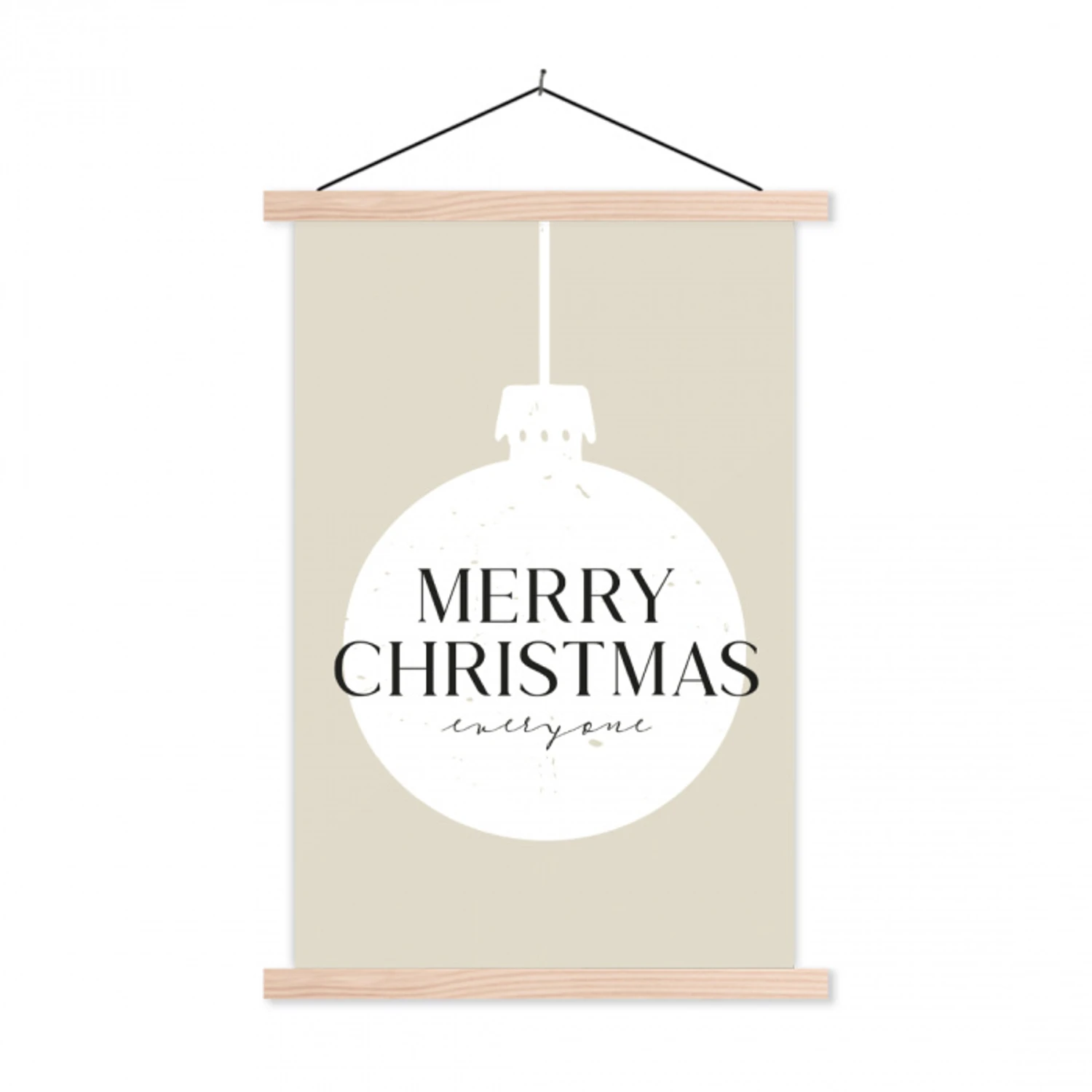 Christmas - Kerstballen - Japandi - Witte kerstballen textielposter latten blank klein -3d