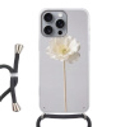 Bloem - Minimalistisch -Wit Hoesje iPhone 16 Pro Max met koord klein -3d