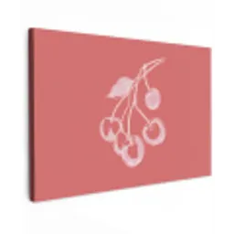 Lijnillustratie - Kersen - Tak - Wit canvas 2cm klein -z3d