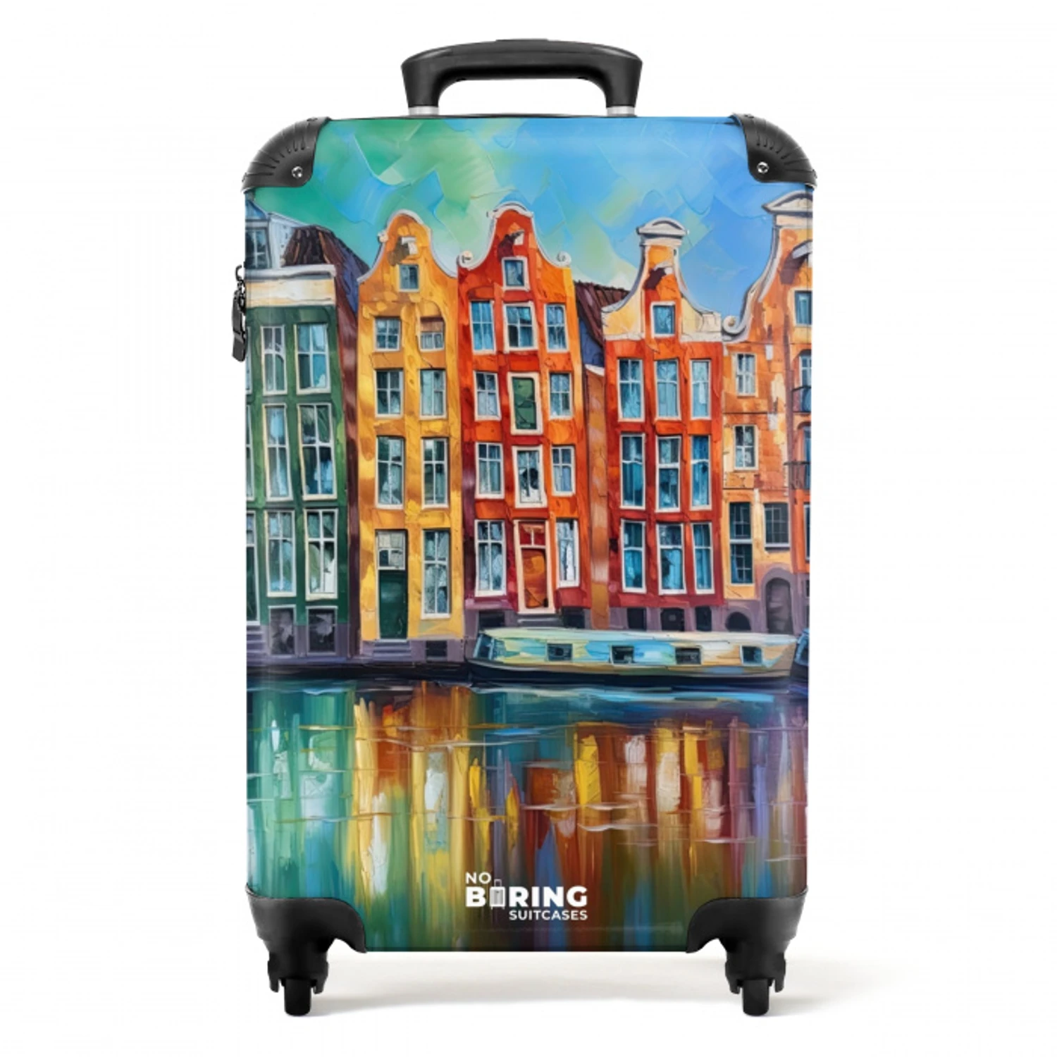 Amsterdam - Olieverf - Gracht - Schilderij - Kunst NBS - Handbagage koffer - Unisex middel -productfoto_recht