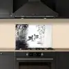 Eenden - Waterlelies - Riet - Zwart keuken achterwand spatscherm klein -sfeer1
