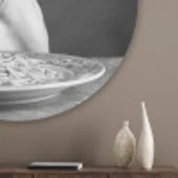 Sphynx - Kat - Dieren - Humor - Spaghetti - Zwart Wit Akoestische PET Vilt - Rond klein -sfeer5_closeup