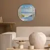 Doorkijk - Strand - Raam - Duinen - Zee Akoestische PET Vilt - Rond klein -sfeer1