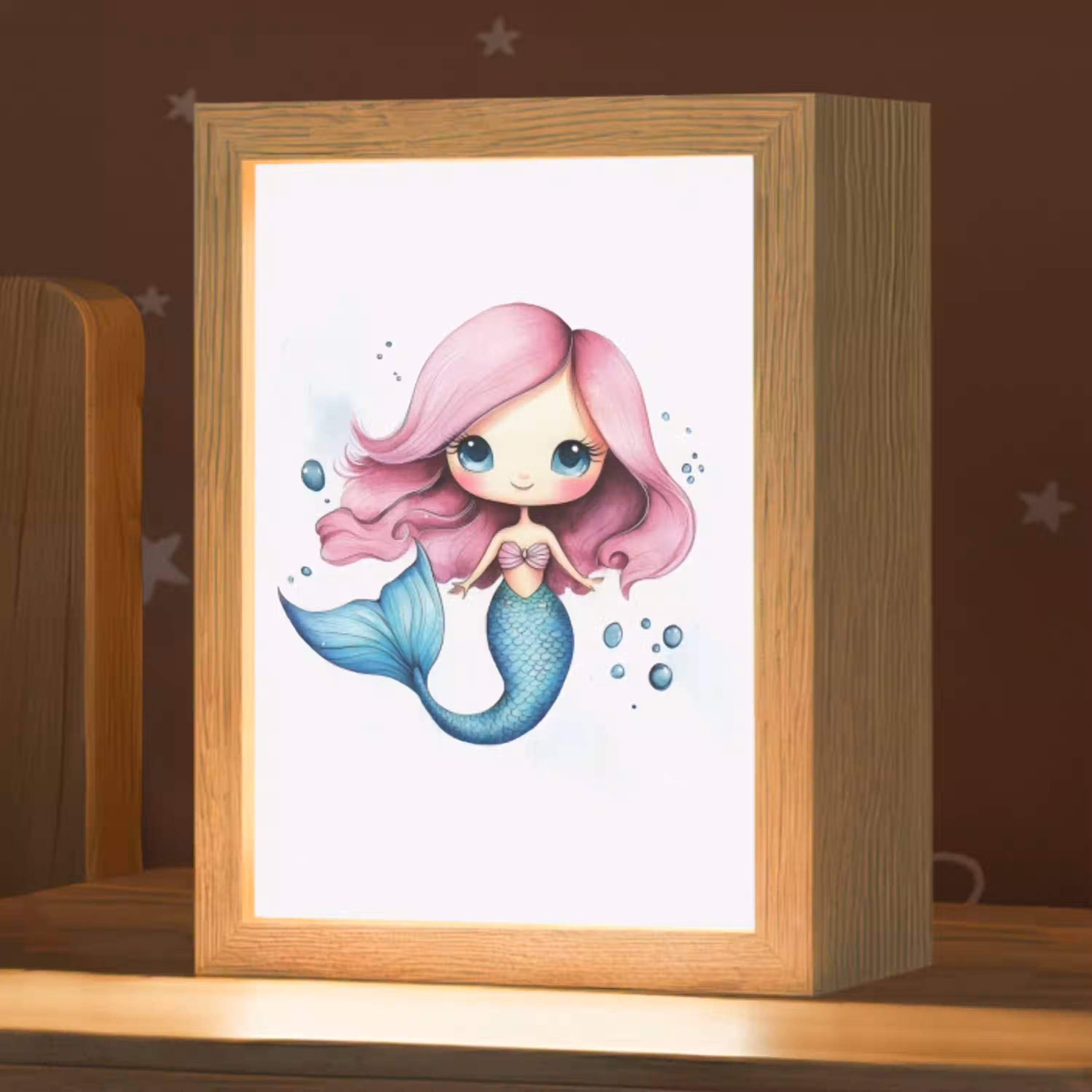 Zeemeermin - Roze - Luchtbellen Light Box met kabel klein -zzz_3d_website
