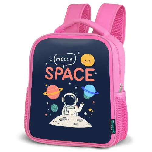Astronaut - Ruimte - Planeten Kinderrugzak - Roze middel -schuin