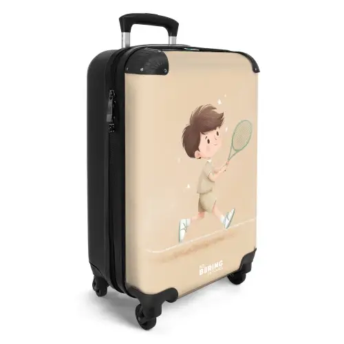 Jongen speelt tennis op zandkleurige achtergrond NBS - Handbagage koffer - Volwassenen Unisex middel -productfoto_3d