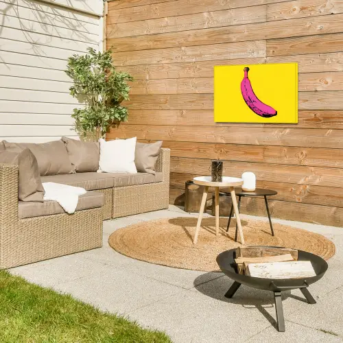 Banaan - Grafisch - Geel Tuinposter op houten frame 2 cm dik klein -sfeer2