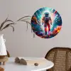 Astronaut - Neon - Meteoriet - Neon Wandcirkel behangsticker klein -sfeer3