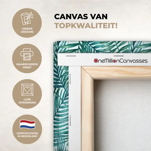 Palmbladeren - Sierlijk - Blauw - Groen canvas 2cm xxl 828 -sfeer2