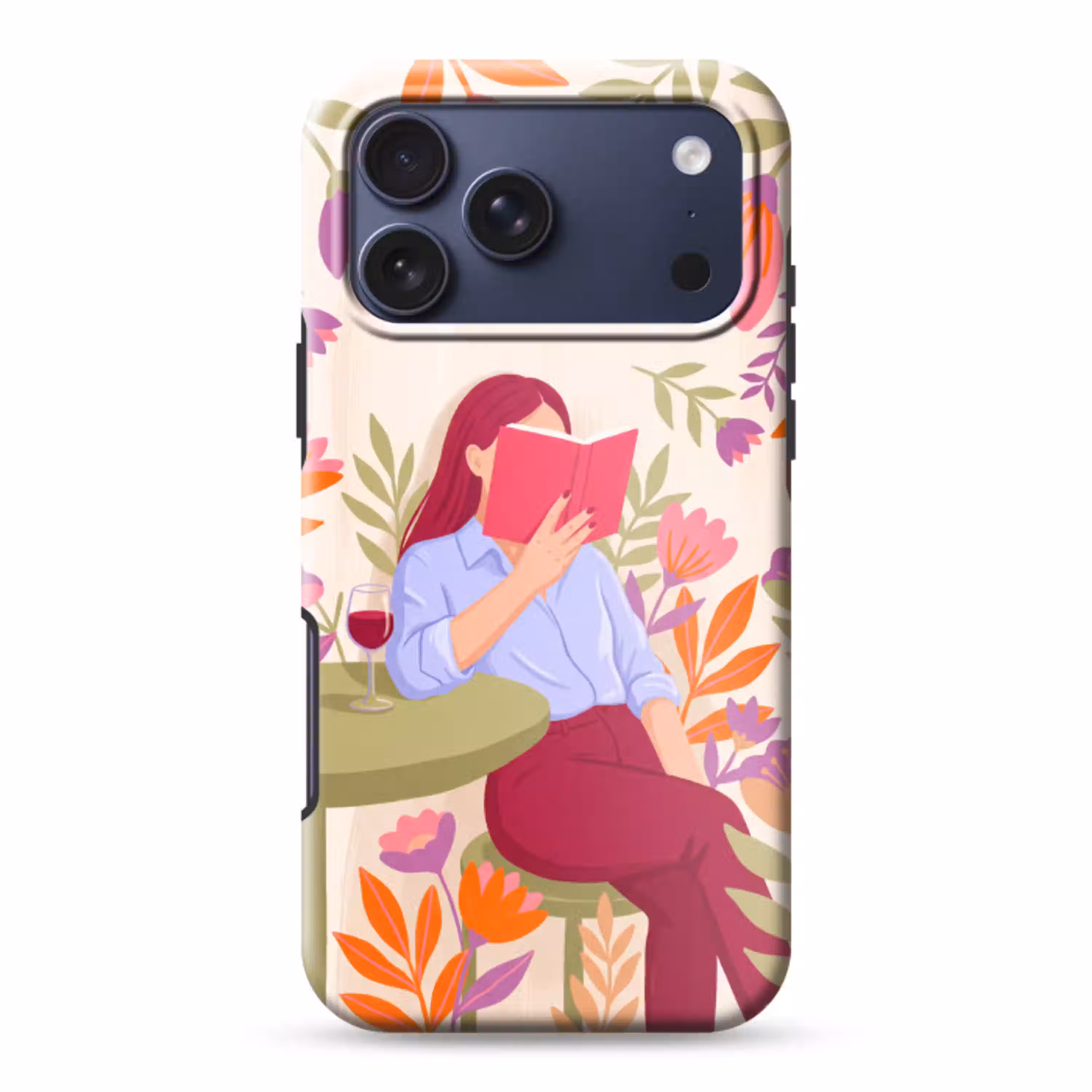 Vrouw - Lezen - Thuis - Modern - Bloemen Toughcase MagSafe Apple iPhone 17 Pro Max klein -3d