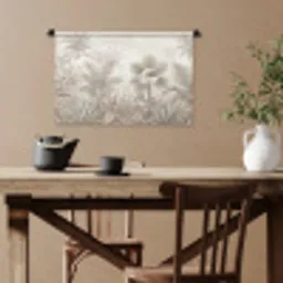 Jungle - Tropisch - Natuur -Vintage - Beige Wandkleed katoen klein -sfeer6