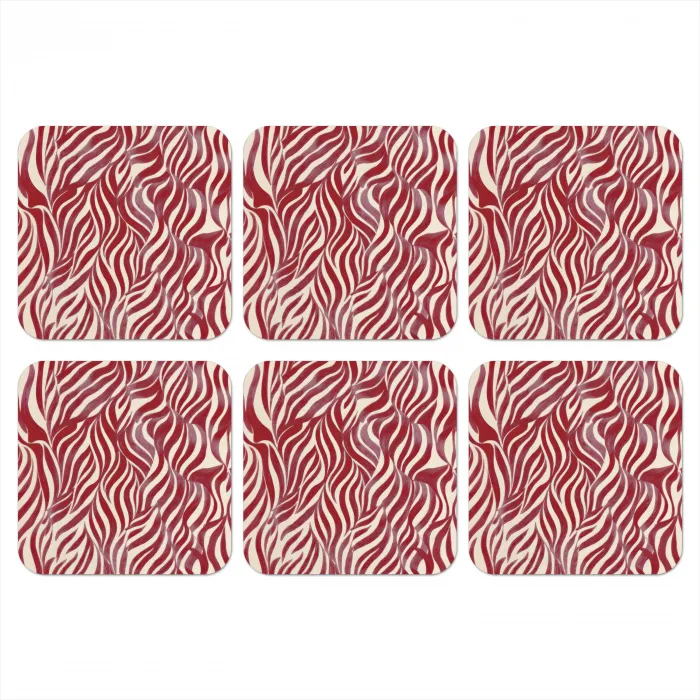 Golvende vormen - Abstract - Rood onderzetter kurk middel -3d