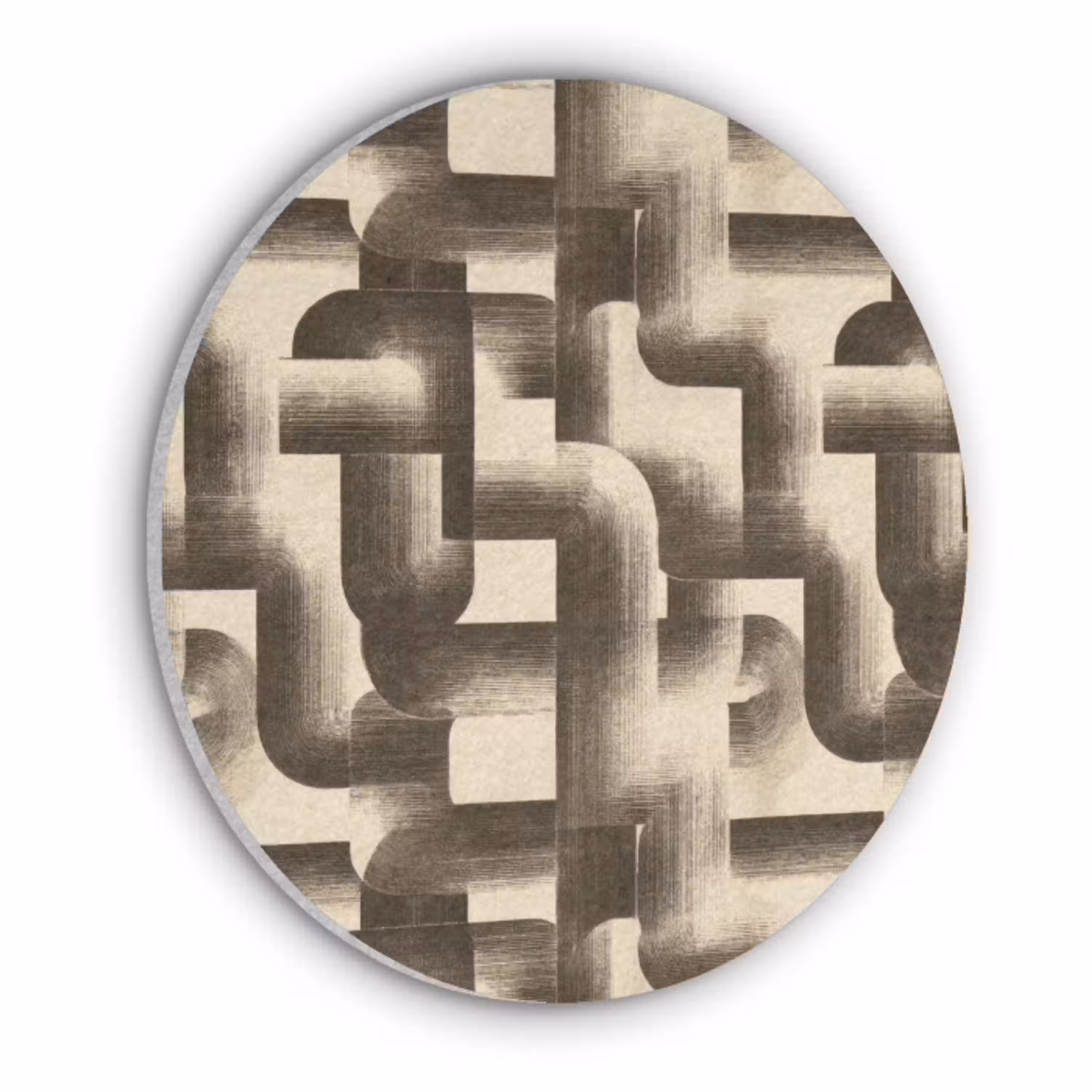 Abstract - Retro - Zwart Akoestische PET Vilt - Rond klein 838 -3d