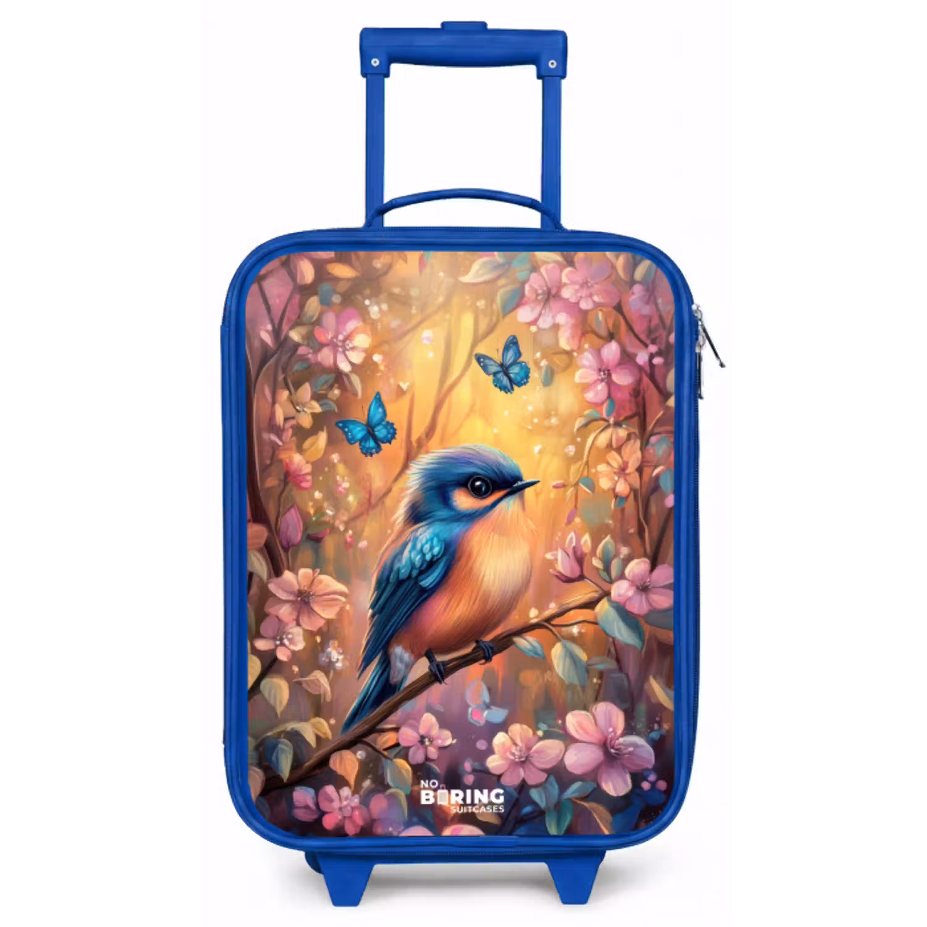 Vogel met vlinders in kleurrijk bos. Kinderkoffer - Blauw klein -zz3dotto