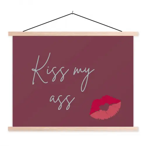 Kiss my ass - Lip - Bordeaux textielposter latten blank klein -3d