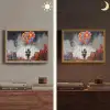 Jongen - Ballonnen - Gebouwen - Kunst Light Box met batterij (Wandlamp) middel -sfeer3