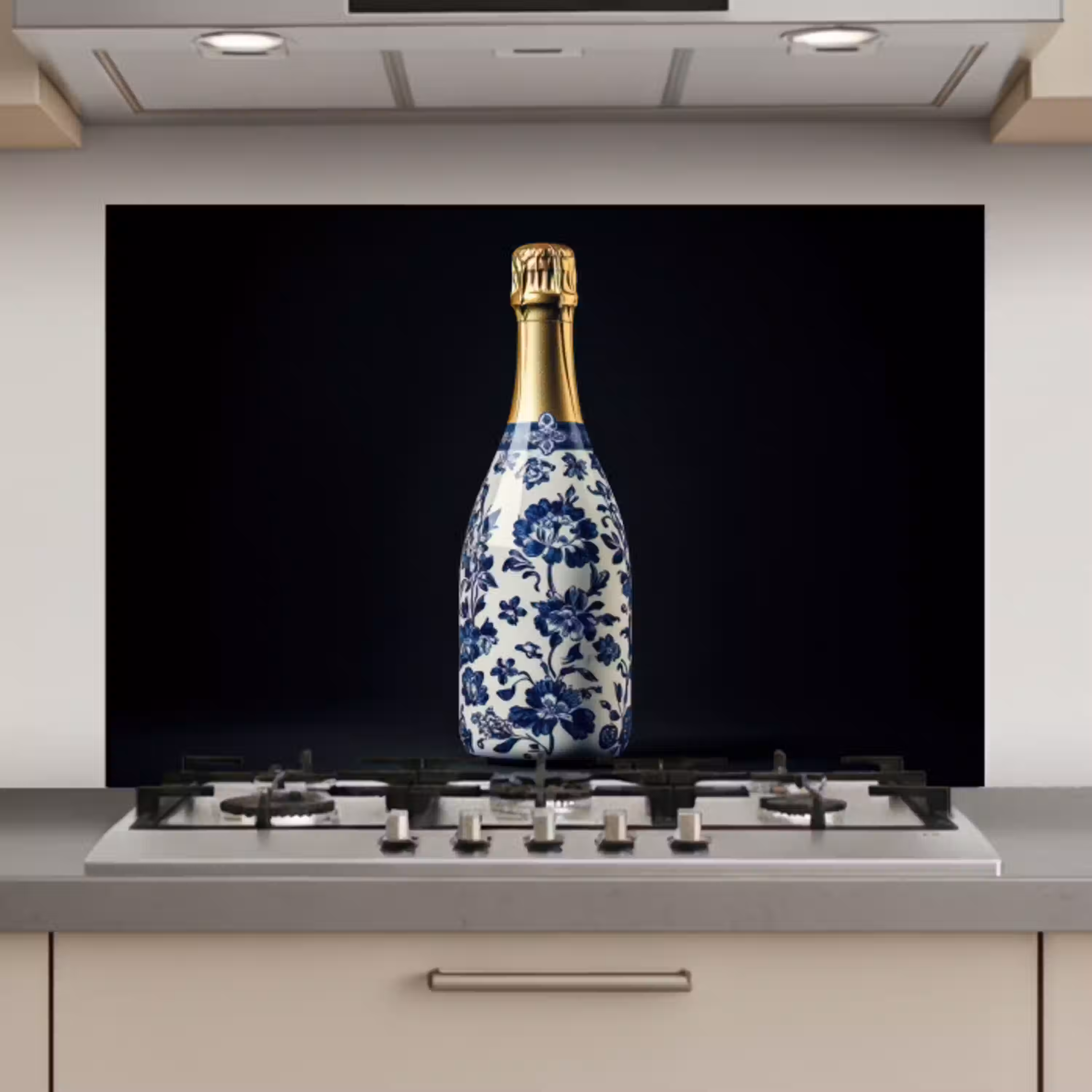 Champagne - Bloemen - Goud - Chique keuken achterwand spatscherm klein -3d_website