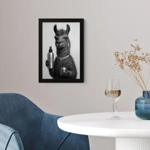 Lama - Flessen - Zwart - Wit fotolijst zwart zonder passe partout klein -sfeer4
