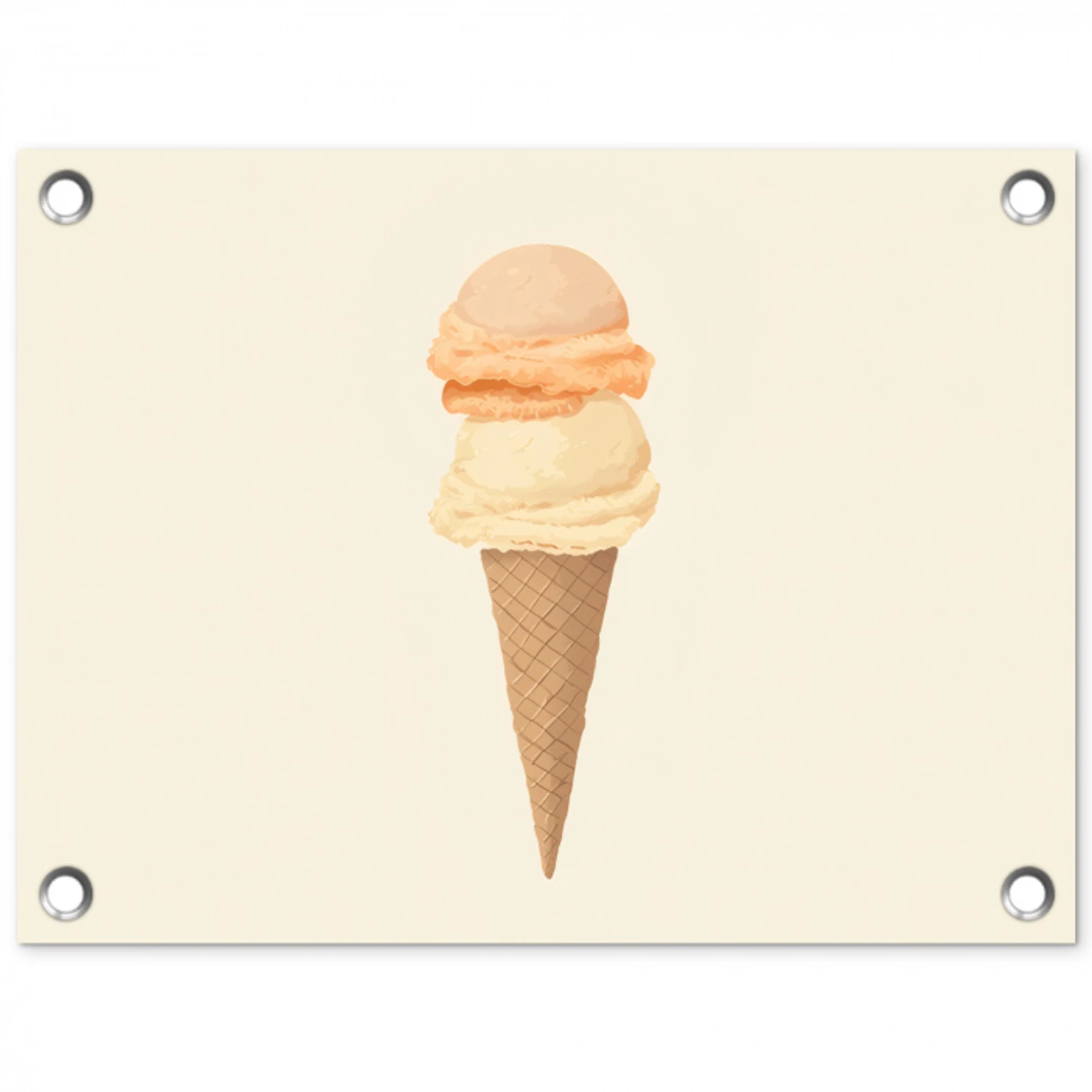 Minimalistisch - Schepijs - Hoorntje - Beige tuinposter los doek klein -3d