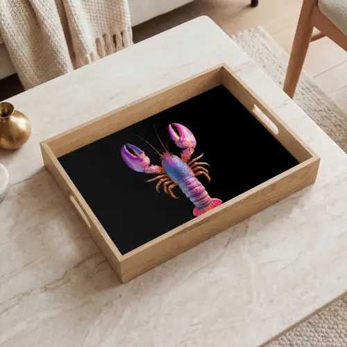 Kreeft - Paars - Roze - Zwart - Stippen - Lila Dienblad Rechthoek middel -sfeer1