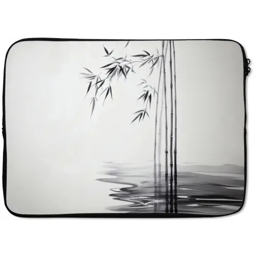 Bamboestammen - Water - Minimalistisch - Wit laptophoes neopreen klein -zkaufland3dotto