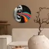 Mond - Golven - Regenboog Wandcirkel kunststof plaat 5mm dik klein -sfeer1