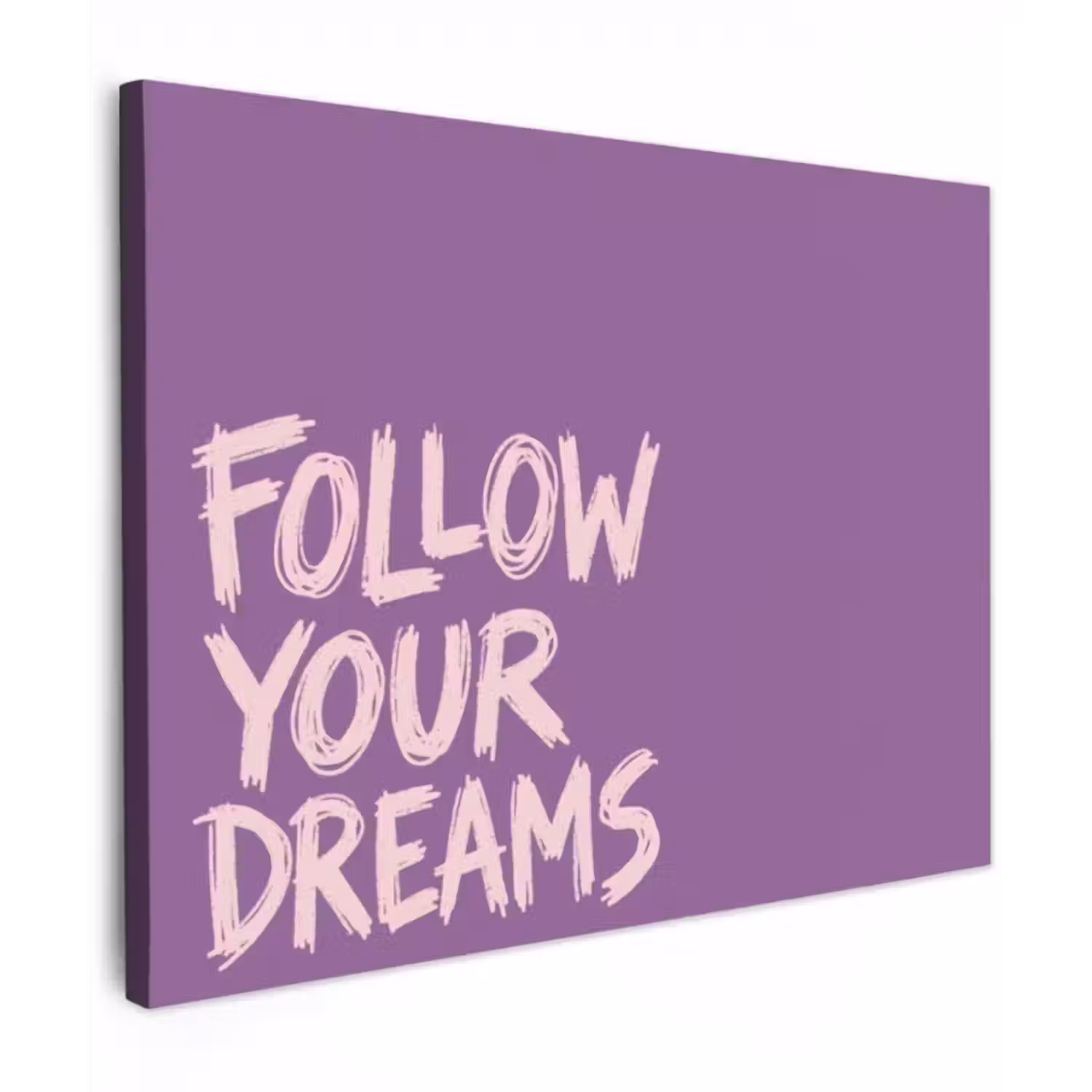 Canvas schilderij - Follow your dreams - Paars - Penseeltextuur