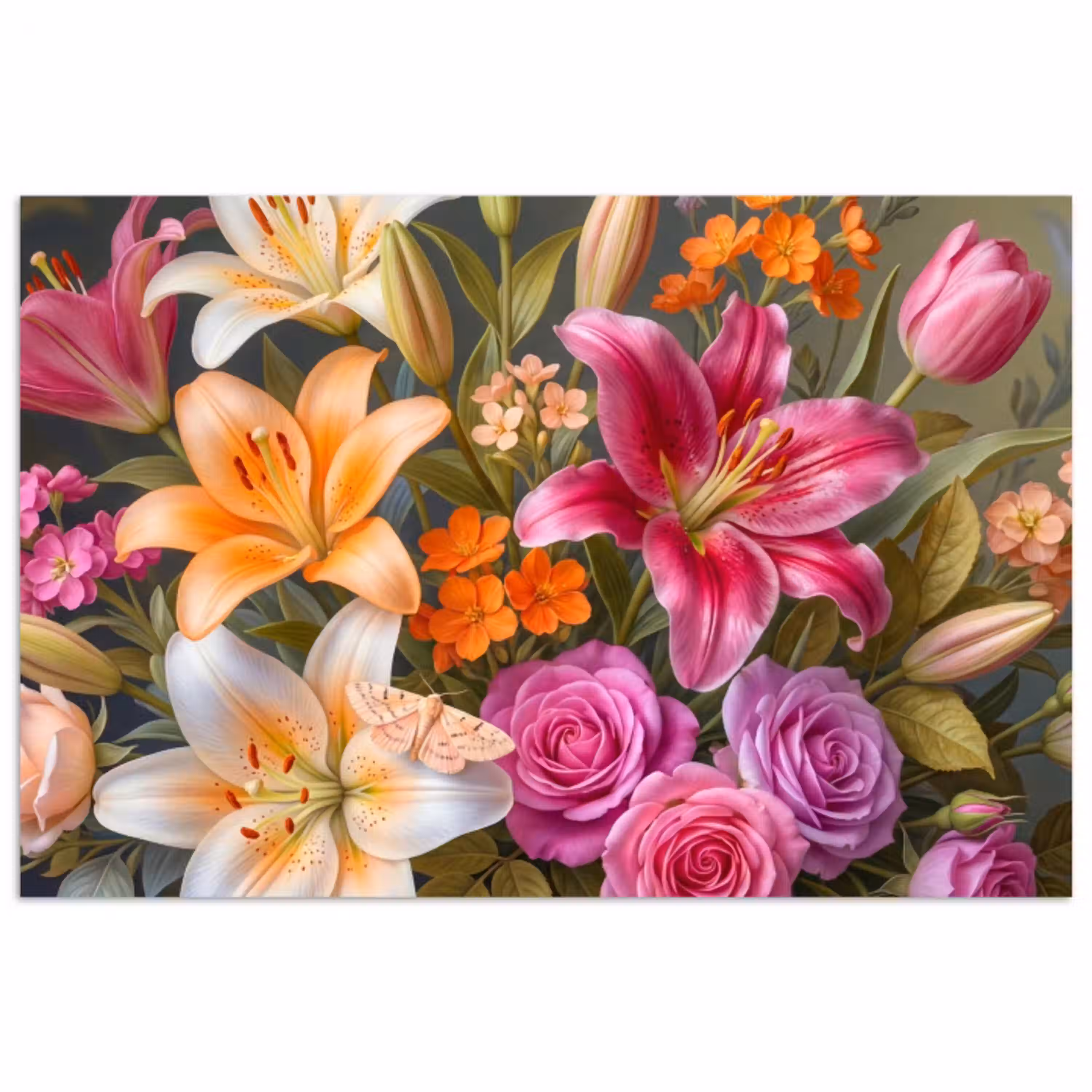 Bloemen - Boeket - Natuur - Kleurrijk - Modern poster papier klein -3d