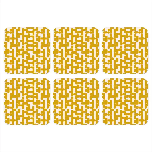 Geel - Beige - Patroon onderzetter kurk middel 366 -3d