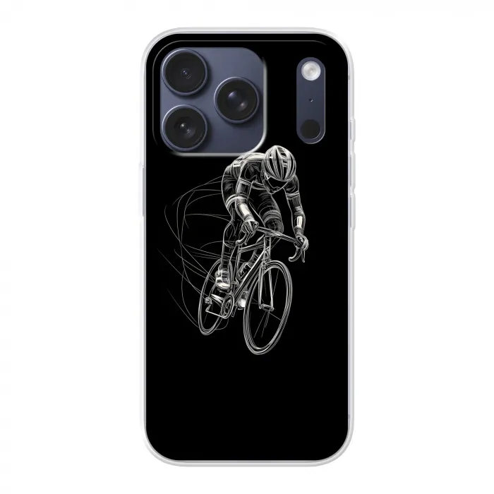 Lijntekening - Wit - Wielrennen - Snelheid Telefoonhoesje iPhone 17 Pro klein -3d