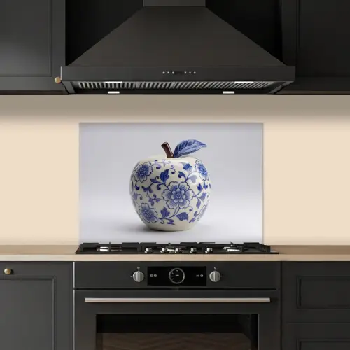 Appel - Blauw - Klassiek keuken achterwand spatscherm klein -sfeer1