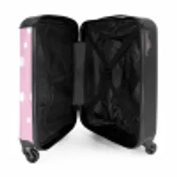 Roze achtergrond met witte stippen NBS - Handbagage koffer - Unisex middel -binnenkant