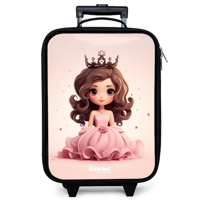Prinses in een roze jurk met kroon Kinderkoffer - Zwart klein -zzz_website3d