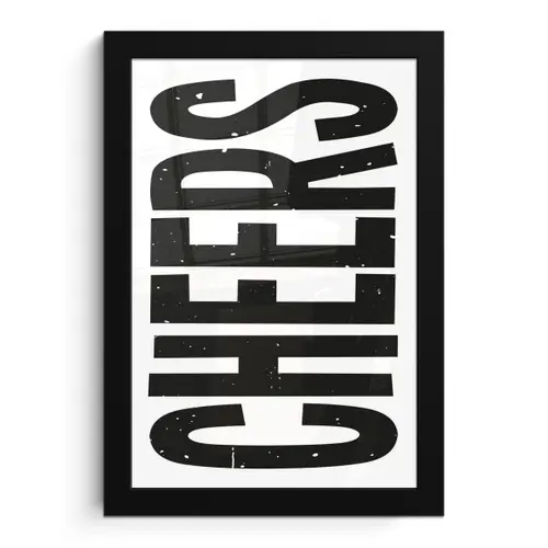 Retro - Cheers - Zwart - Decoratie fotolijst zwart zonder passe partout klein -3d