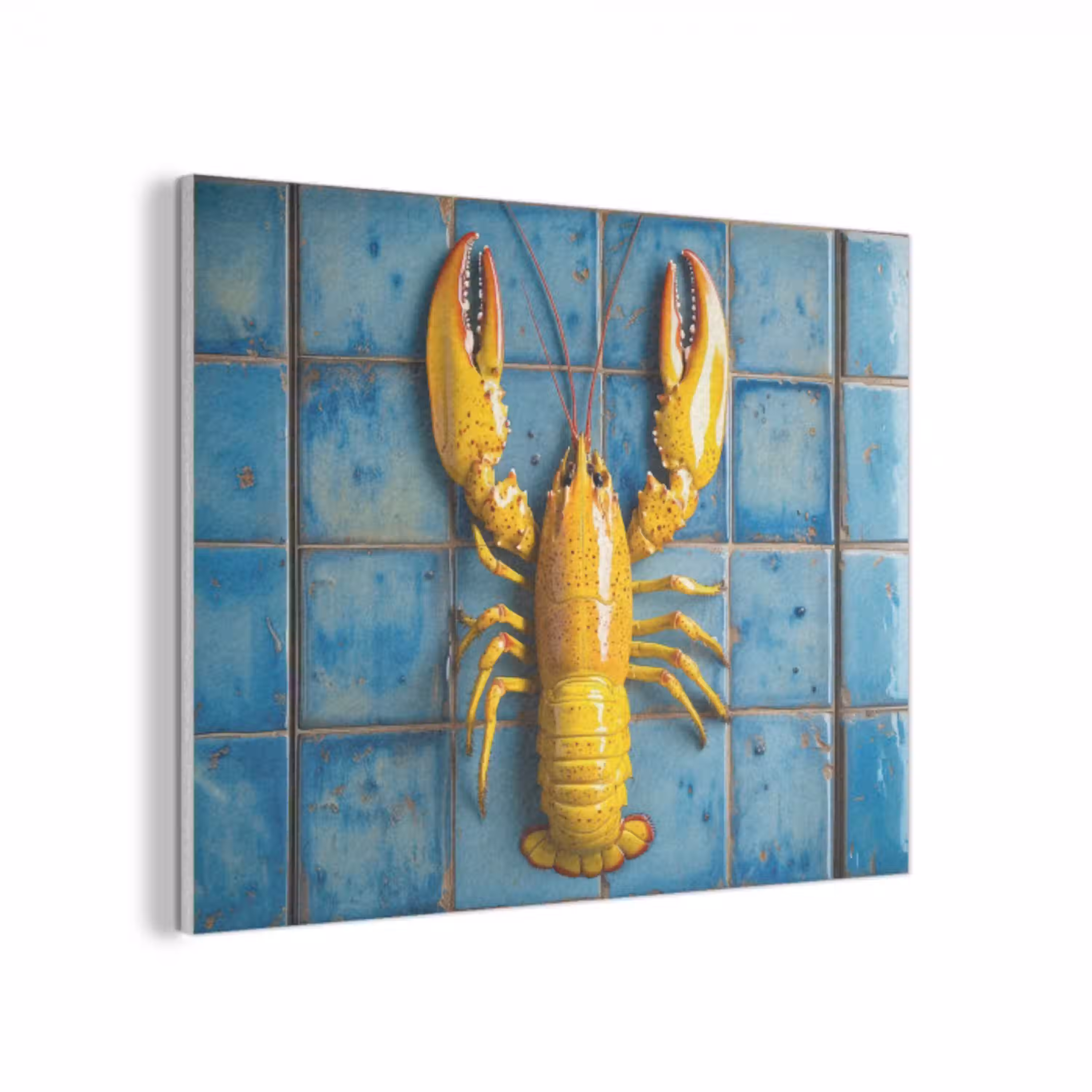 Kreeft - Geel - Blauw - Tegels PET vilt klein -3d