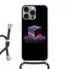 Kubus - Kleurrijk - Raster Hoesje iPhone 16 Pro Max met koord klein -3d