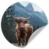 Schotse hooglander - Berg - Landschap - Bomen - Koe - Natuur Wandcirkel behangsticker klein -3d
