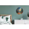 Auto - Skyline - Zon - Blauw Wandcirkel aluminium klein -slaapkamer