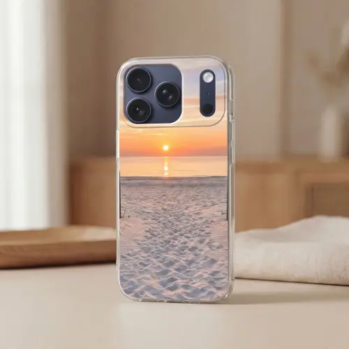 Zonsondergang - Strand - Zand Telefoonhoesje iPhone 17 Pro klein -sfeer2