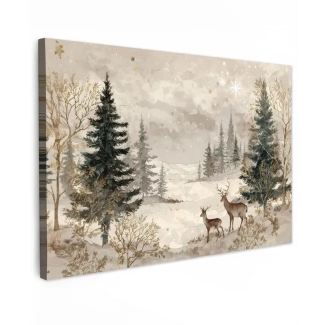 Bos - Herten - Winter - Sneeuw canvas 2cm klein -z3d