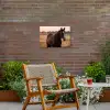 Paard - Zonsondergang - Bruin Tuinposter op houten frame 2 cm dik klein -sfeer3