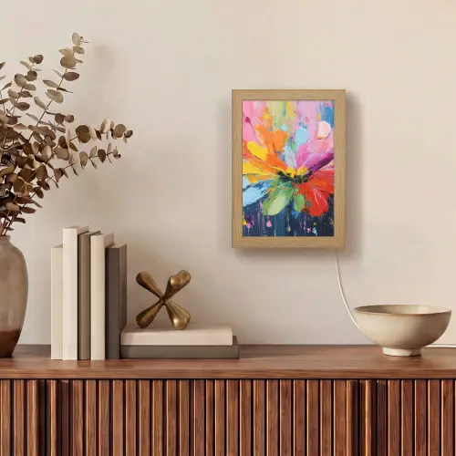 Kleuruitbarsting - Expressieve sfeer - Bloem Light Box met kabel (Tafellamp) klein -sfeer2