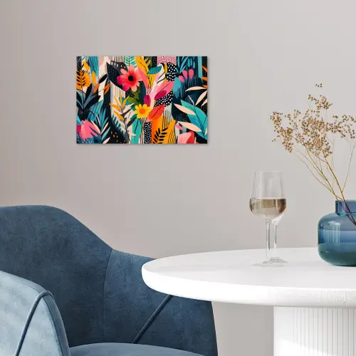 Schilderij - Abstract - Bloemen - Roze poster papier klein -sfeer3