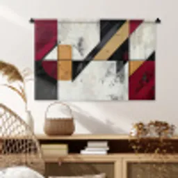 Modern - Abstract - Geometrisch - Rood - Industrieel Wandkleed katoen middel -sfeer5