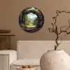 Doorkijk - Rozenboog - Uitzicht - Landschap - Bloemen Wandcirkel plexiglas klein -sfeer1