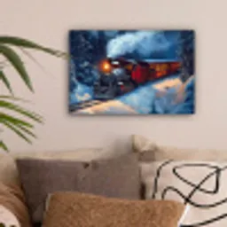 Trein - Kerst - Sneeuw - Kersttrein canvas 2cm klein -sfeer1