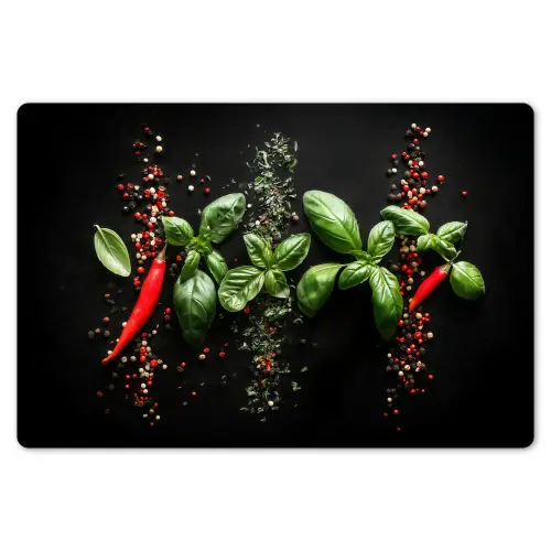 Chilipepers - Basilicum - Blaadjes - Rood Placemat vinyl groot -zzsfeer1_Kitchenyeah-website
